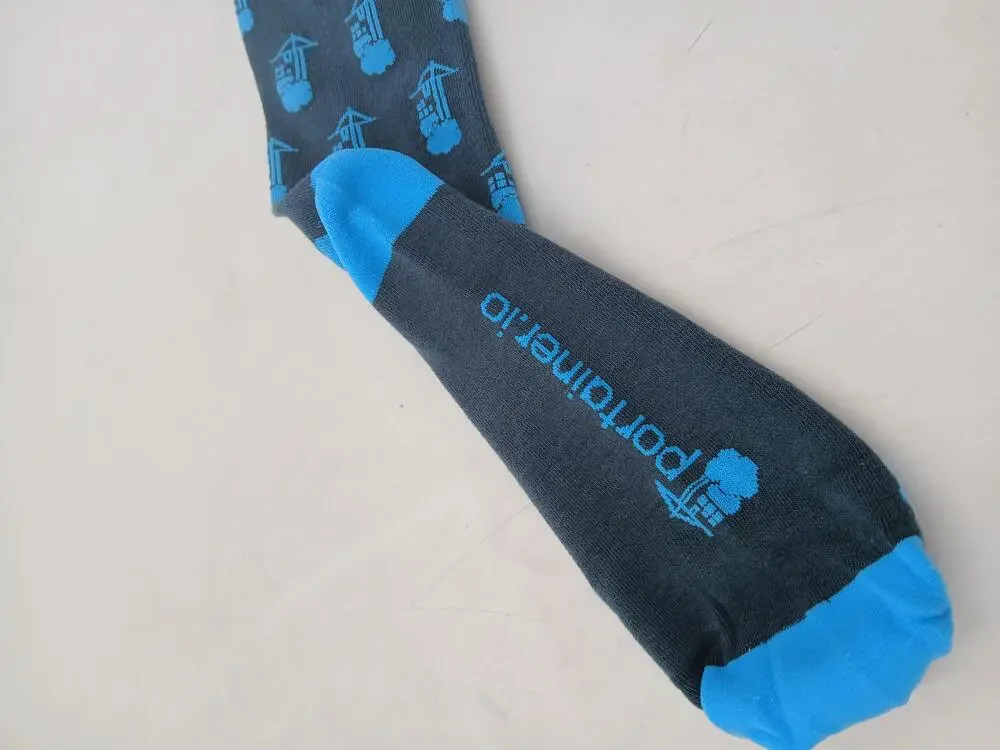 Socks Mens One Size Gray Blue Logo Mid Calf Novelty Tech Developer